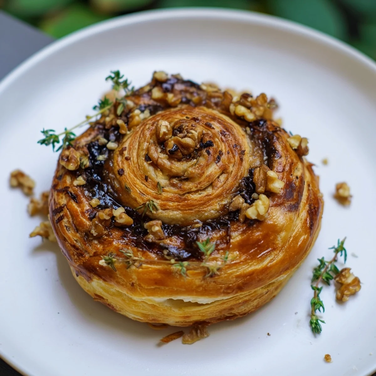 Golden-crusted Baked Brie with Fig Jam swirling—a delightful appetizer ready for dipping.