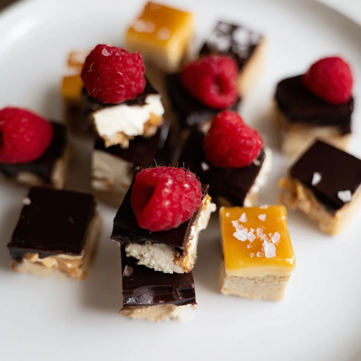 Enjoy a Checkerboard Terrace, with squares of chocolate, caramel, and creamy layers ready.