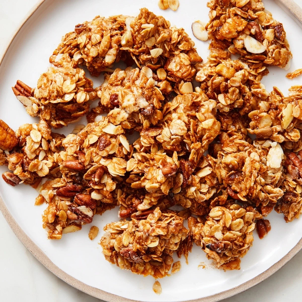 Oven-baked honey nut granola clusters, creating a tempting aroma for your next breakfast meal.