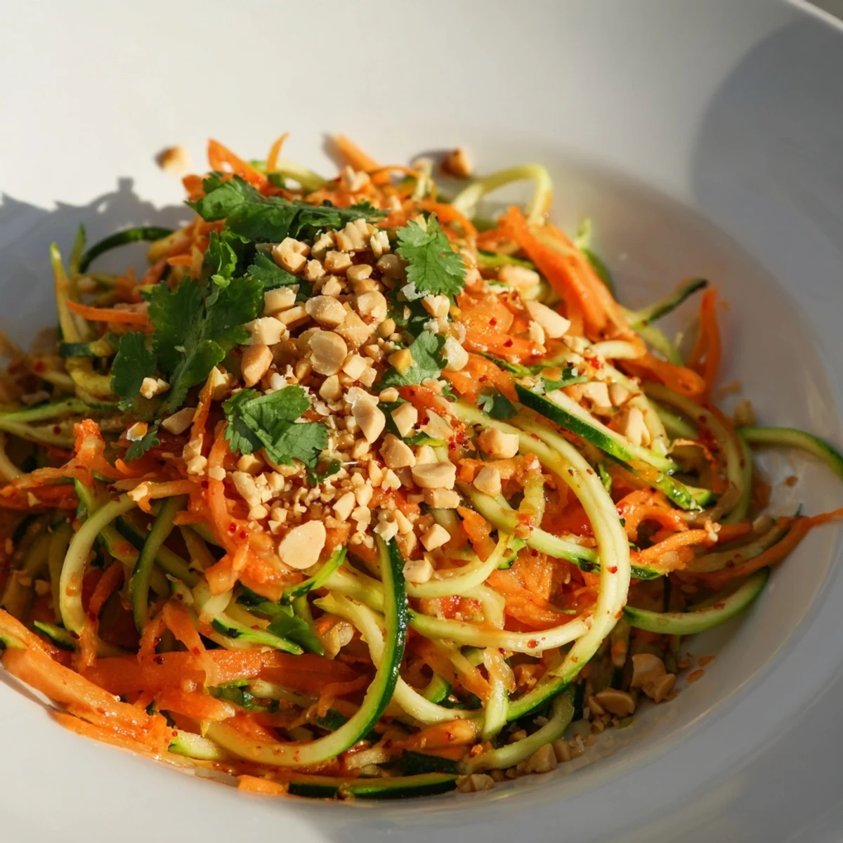 Vibrant Spicy Cucumber Noodle Bowl, a cooling salad ready in minutes with glistening strands.