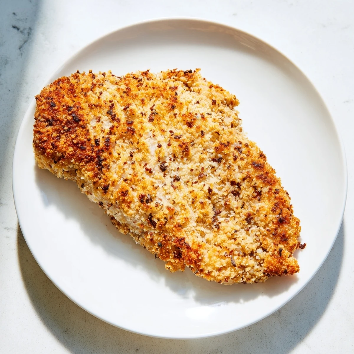 Freshly made air fryer chicken cutlets, featuring a crunchy exterior and juicy, tender interior.
