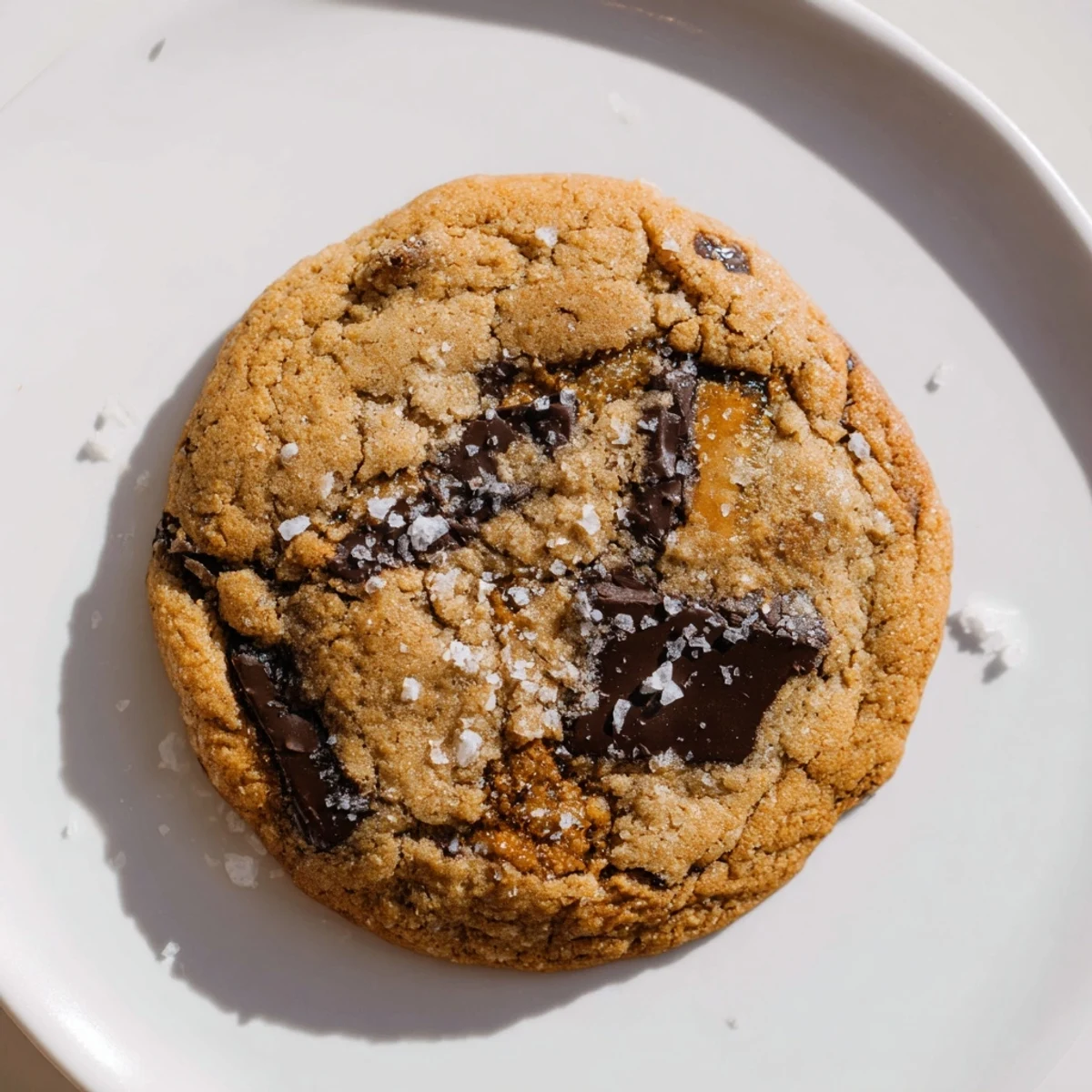 Warm, gooey inside of Miso Brown Butter Cookies with melted chocolate chips visible and delicious.