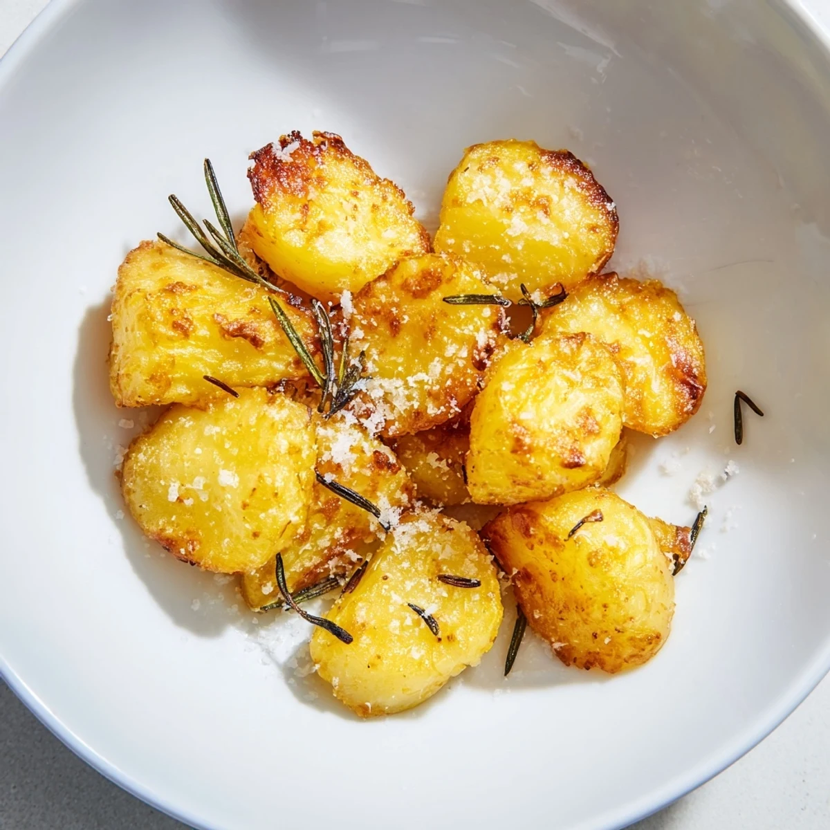 Golden, crispy Beef Tallow Roasted Potatoes, savory and perfectly seasoned, ready for serving.