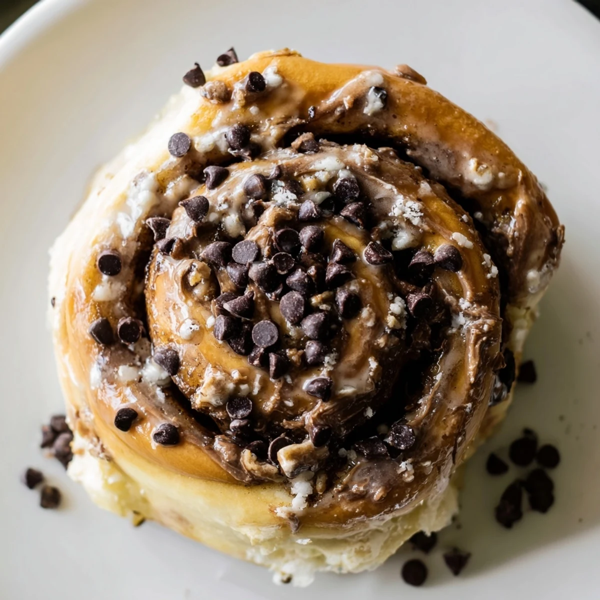 Golden-brown Nutella Chocolate Chip Rolls drizzled with icing, perfect for a cozy breakfast or decadent dessert on a Sunday morning.