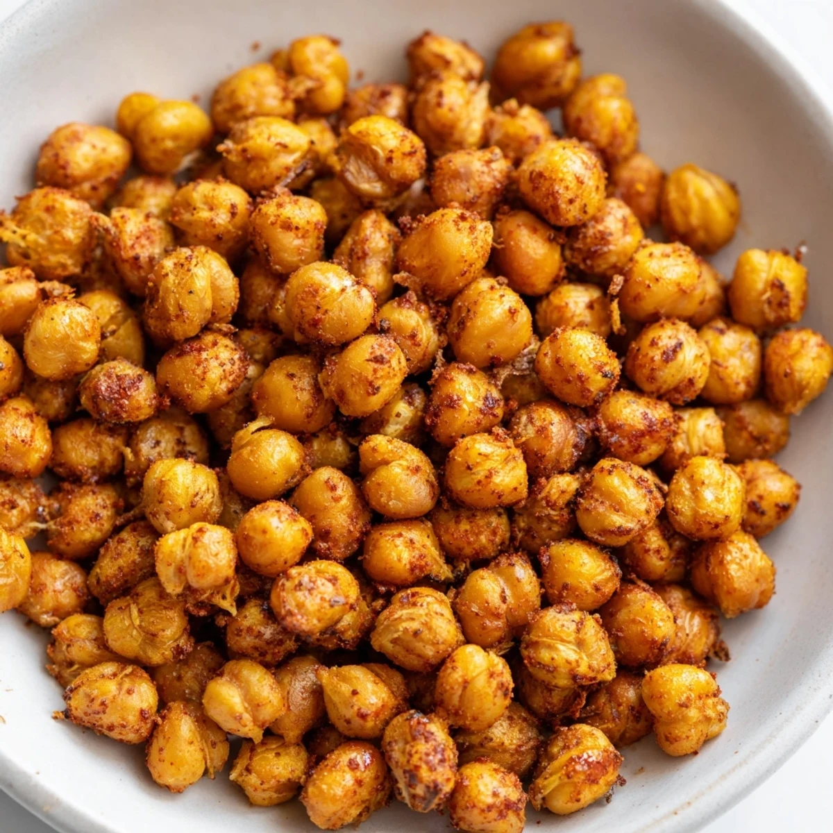 Savory Crispy Chickpea Snack tossed in a bowl, featuring golden, crunchy chickpeas ready for dipping.