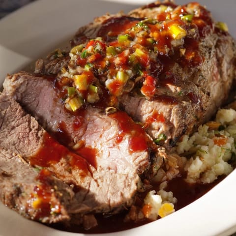 Slices of the savory everyday herb-sprigged turkey meatloaf, nestled on a plate for a hearty meal.
