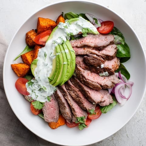 Beef Avocado Sweet Potato Bowl