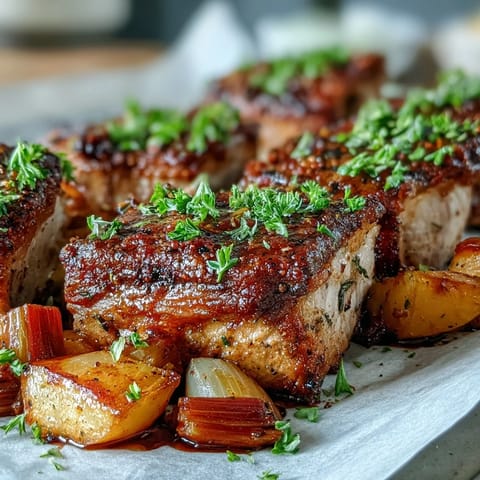 Pork and Aromatic Rhubarb Traybake