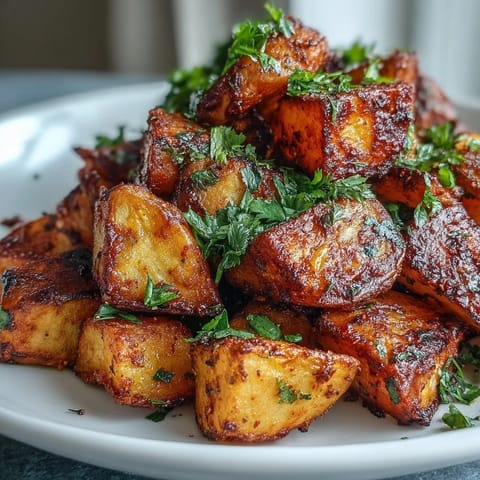 Golden crispy Mexican-style street potatoes tossed with smoked paprika and cayenne, finished with fresh cilantro and lime.