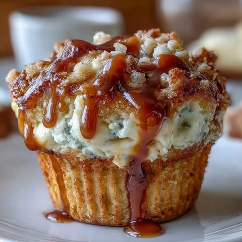 Delicious banana muffins with creamy caramel cream cheese swirls, baked to golden perfection and perfect for breakfast or dessert.
