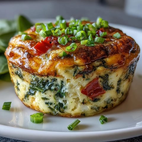 Savory egg muffin cups loaded with spinach, juicy tomatoes, and cottage cheese — perfect for meal prep and on-the-go mornings.