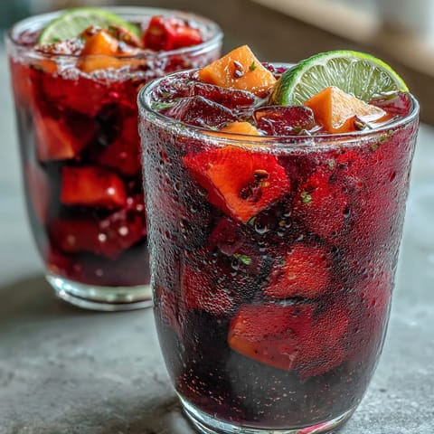 Vibrant Mango Dragonfruit Starbucks Refresher with fresh tropical fruit cubes and ice, perfect for a refreshing homemade summer drink.