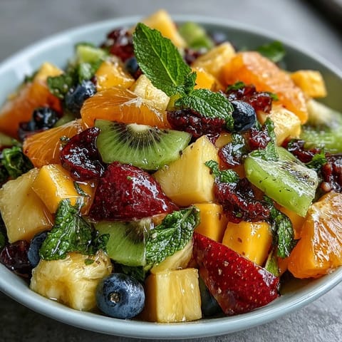 Vibrant tropical fruit display with ripe mangoes, pineapples, and colorful berries arranged on a platter for a refreshing summer treat.