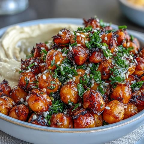 Crispy chickpea bowls with spiced roasted chickpeas, creamy hummus, and colorful grilled vegetables for a healthy vegan meal.  