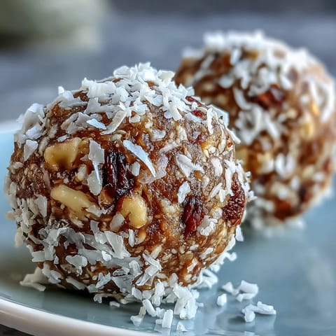 Wholesome Carrot Cake Bliss Balls made with dates, walnuts, and oats, bursting with warm spices and a hint of vanilla.  