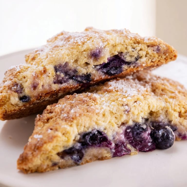 Freshly baked Rustic Birch-Warm Blueberry Scones with a glistening sugar crust, perfect for brunch.