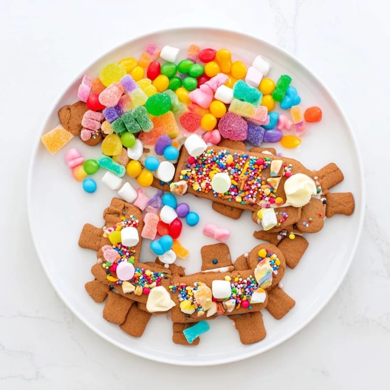 Gather round the Candy Land gingerbread path, a delightful dessert board overflowing with fun treats.