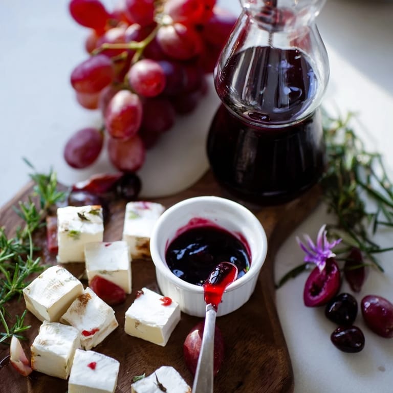 Delicious Ruby Red Wine Stain Board appetizer featuring red wine-infused ingredients, perfect for a party.