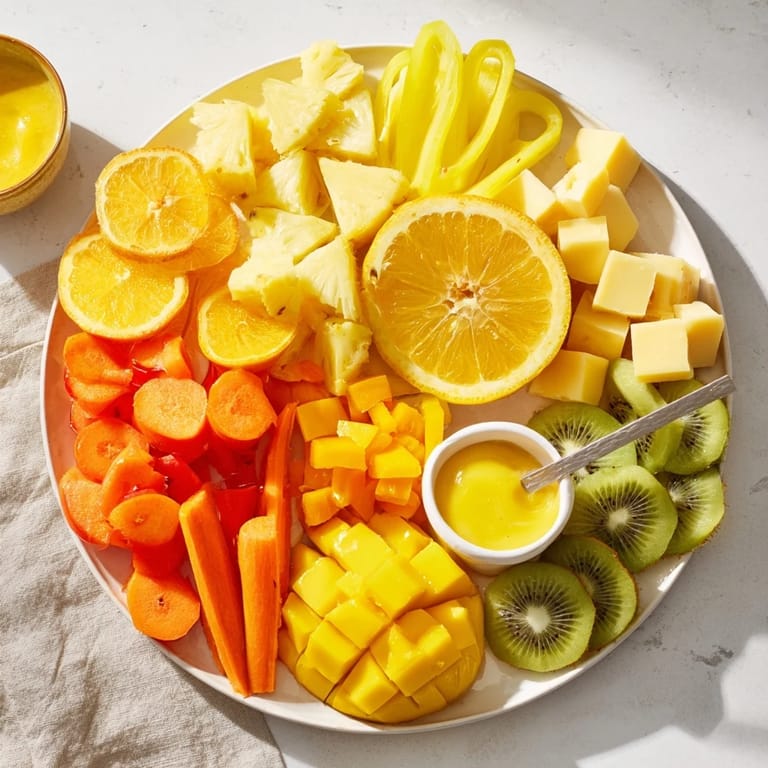 Imagine the bright flavors of this 57, Sunny Yellow Citrus Burst, a perfect picnic-ready grazing board.