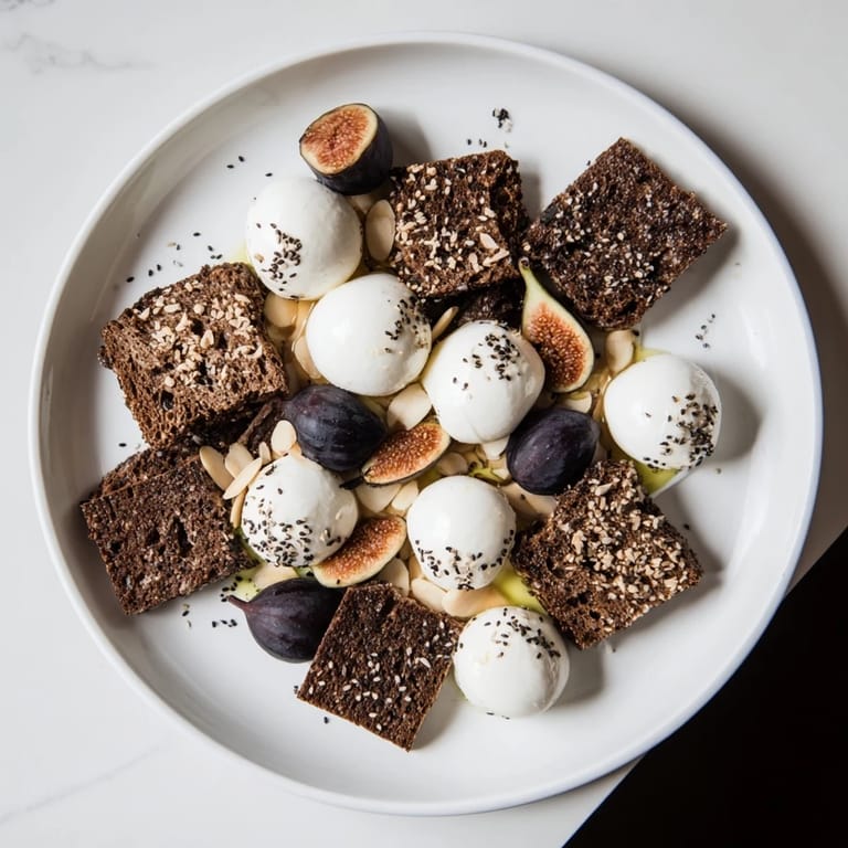 An elegant Black and White Formal Affair, showcasing an appetizer of contrasting black and white elements.