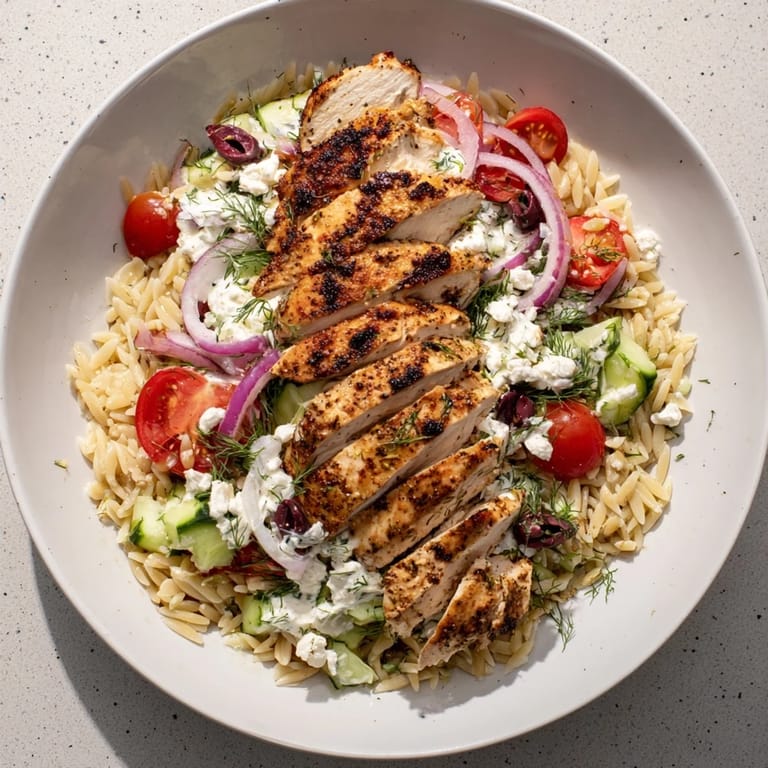 Enjoy the bright flavors of Greek Chicken Gyro Pasta Bowls, a satisfying Mediterranean meal ready in minutes.