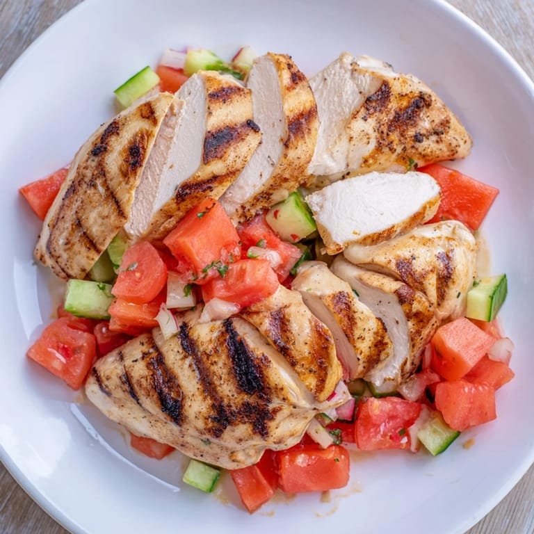 Sliced chicken shawarma atop a fresh salad, drizzled with tahini, ready to eat and enjoy.