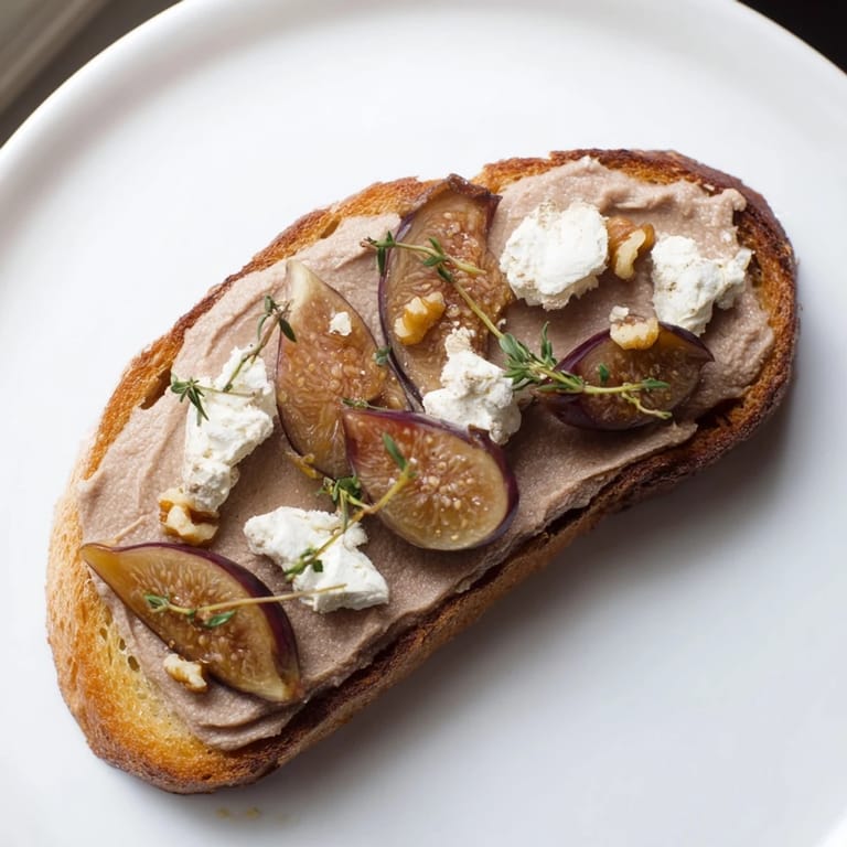 A beautiful serving platter displaying The Royal Tapestry: elegant appetizer with pâté, figs, and goat cheese.