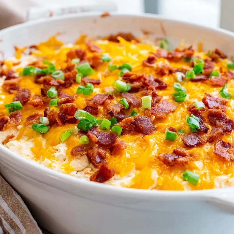 Enjoy this comforting Cheesy Bacon Ranch Dip, perfect with tortilla chips, loaded with cheesy goodness and ranch flavor.