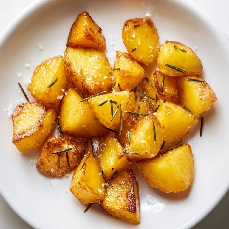 Imagine the delightful crunch: golden, Beef Tallow Roasted Potatoes with rosemary, piping hot from the oven.