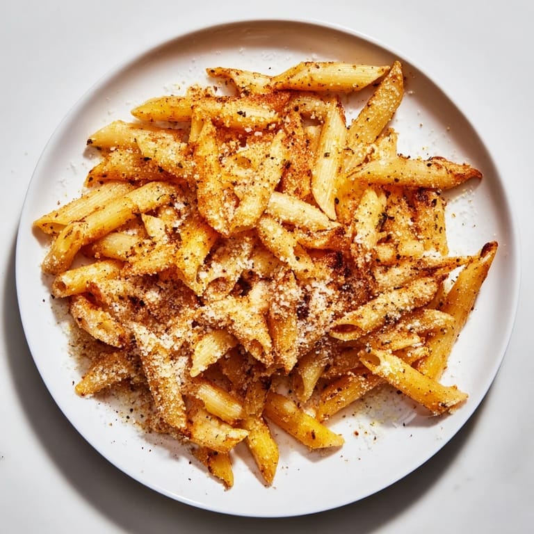 Crunchy pasta chips, coated in Parmesan cheese, offer a delightful Italian-American flavor explosion.