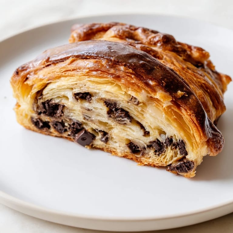 Warm, freshly baked crookies, showcasing layers of pastry and a gooey chocolate chip filling.
