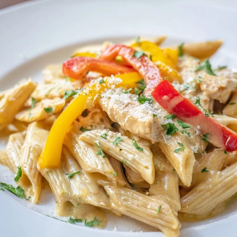 Garnished with fresh parsley and lemon zest, this lower-calorie Cajun chicken pasta is a comforting, weeknight dinner for four.