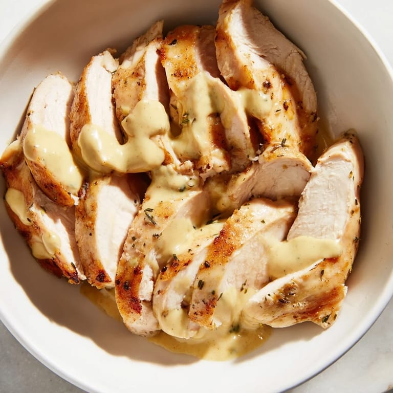 Bright Mediterranean flavors shine in this Lemon Tahini Chicken Power Bowl with sliced roasted chicken, fresh veggies, and a generous drizzle of creamy tahini sauce.