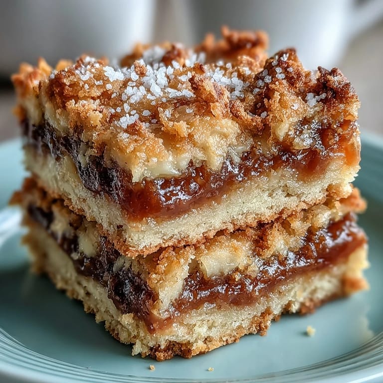 Slice of warm Guava Cake Bars with flaky pastry, served alongside a steaming cup of Cuban coffee on a rustic table.