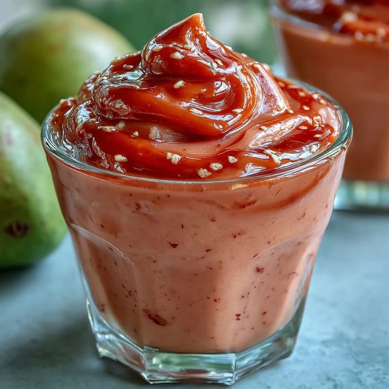 The creamy texture of Guava Juice Smoothie highlights tangy guava, honey, and yogurt for an easy blended beverage.