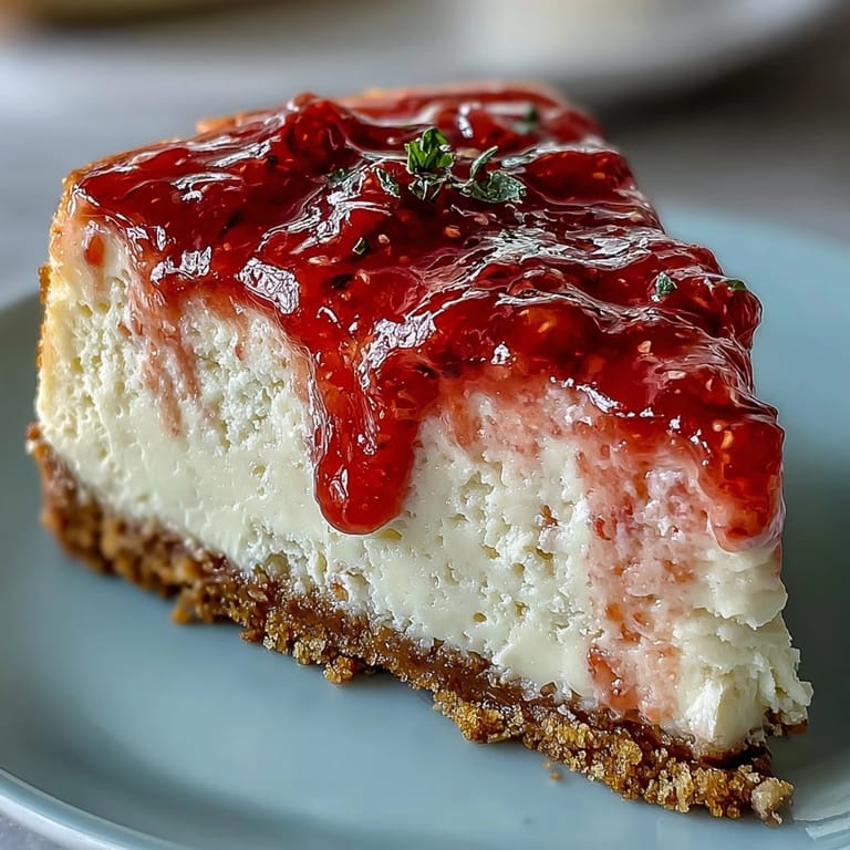 Homemade Guava Cheesecake featuring a tangy guava marmalade topping and smooth filling, beautifully presented on a rustic plate.