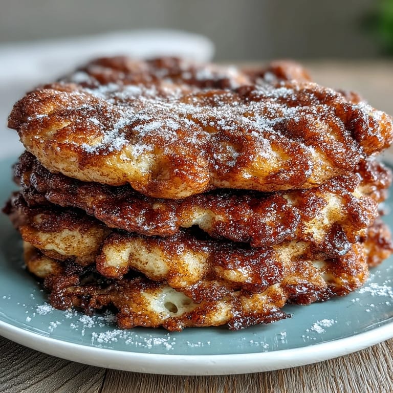 Fluffy Spanish Churro-Inspired Pancakes with crispy edges on a rustic plate.
