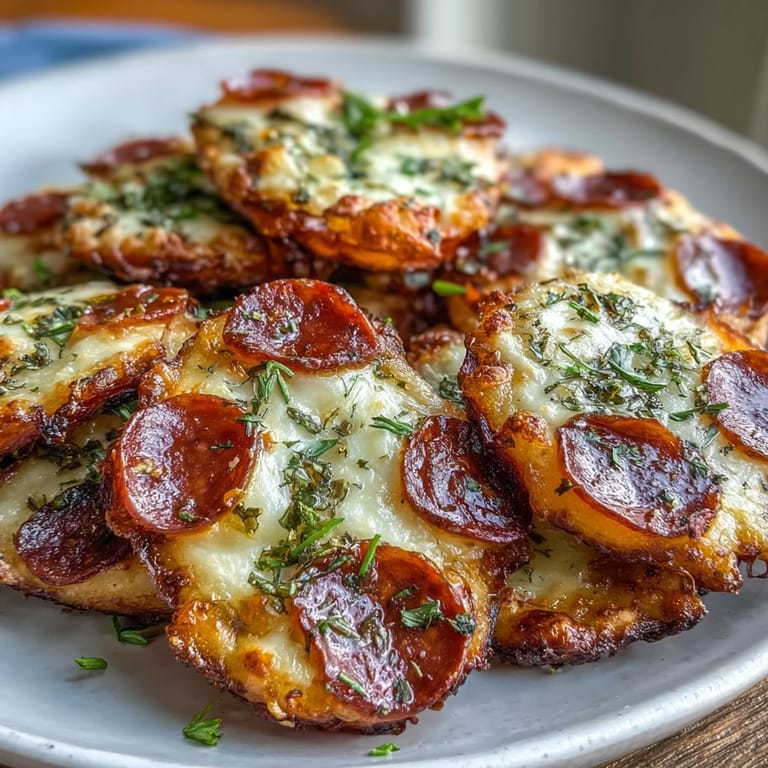 Keto-friendly pepperoni cheese crisps with Italian seasoning and garlic, perfect for game day snacking.  
