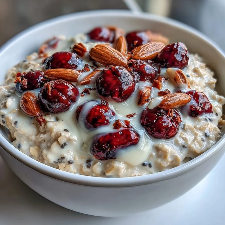 Wholesome oats soaked overnight and served with vibrant berries, creamy almond butter, and a sprinkle of nuts.