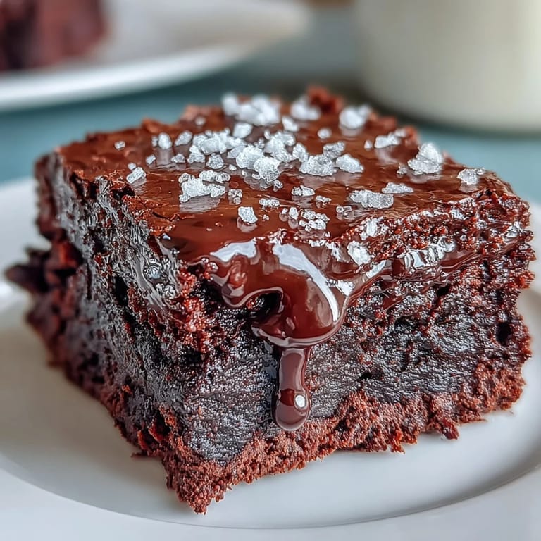 Moist, intensely chocolatey sourdough brownies with a hint of tang, crowned with sea salt for an irresistible sweet-salty contrast.
