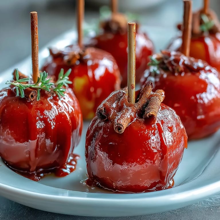 Sweet and crunchy mini candy apples on wooden sticks, perfect for kids' parties or festive fall gatherings.