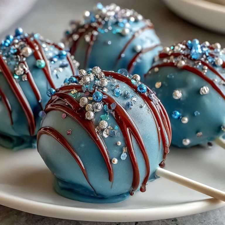 Enchanting Pisces Galaxy Cake Pops: vibrant swirls of blue, purple, and pink, topped with sparkling edible glitter for a magical dessert experience.