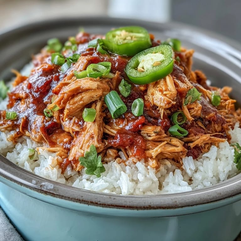Flavorful Mississippi Chicken Rice Bowls featuring juicy shredded chicken, tangy pepperoncini, and rich ranch seasoning served over steaming rice.