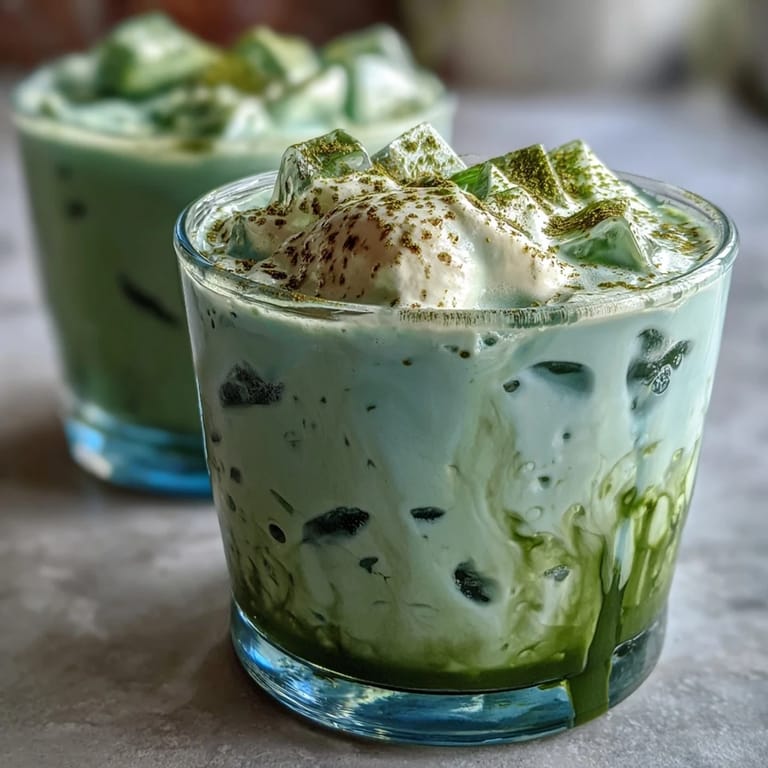 Elegant matcha green tea latte layered with vanilla cold foam, ideal for celebrating Mother's Day or any special occasion.