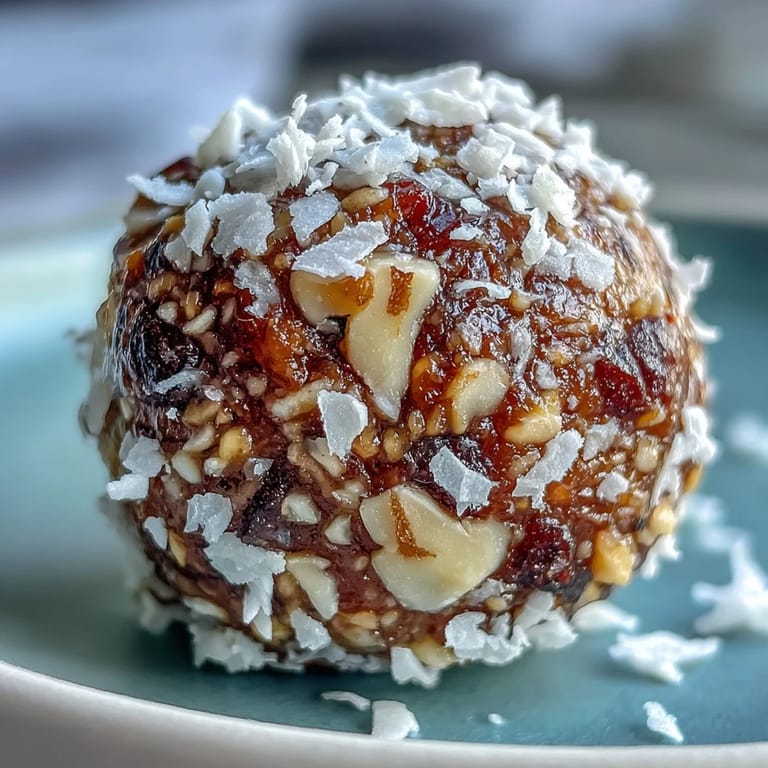 Healthy Carrot Cake Bliss Balls featuring Medjool dates, shredded coconut, and walnuts, perfect for a quick treat.