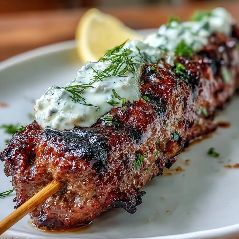 Juicy lamb kofta infused with cumin and coriander, served with refreshing cucumber-dill tzatziki and lemon wedges.  