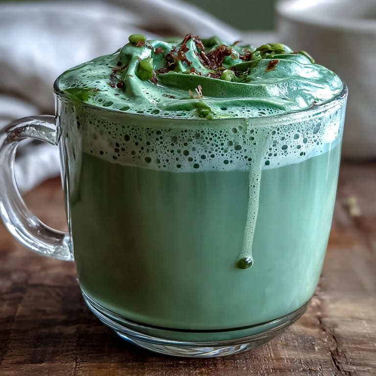 Smooth, visually appealing matcha oat milk latte with a beautiful, natural green hue.