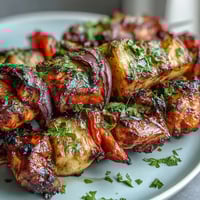 Grilled Pineapple Chicken Skewers with juicy chicken and sweet pineapple, perfect for a tropical summer BBQ.