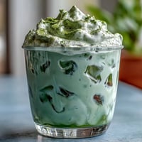 A creamy iced matcha latte with silky vanilla cold foam, perfect for Mother's Day brunch or afternoon refreshment.