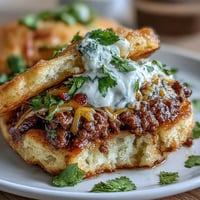 Fluffy cloud bread tacos with savory seasoned beef filling, ready to enjoy.